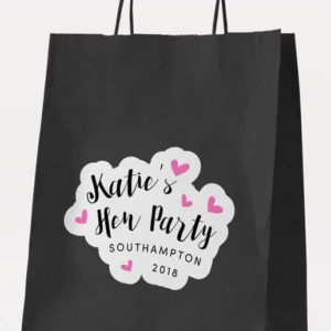 Love Hearts Gift Bag - Black - Personalised Hen Party Gift Bags