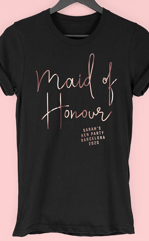 Maid of Honour Foil - Personalised Hen Party T Shirt
