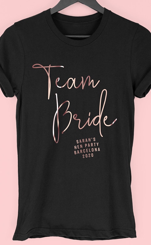 Team Bride Foil - Personalised Hen Party T Shirt