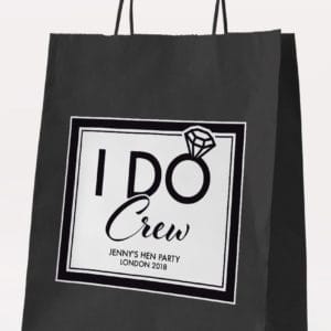 I Do Crew Hen Party Gift Bag - Black - Personalised Hen Party Gift Bags