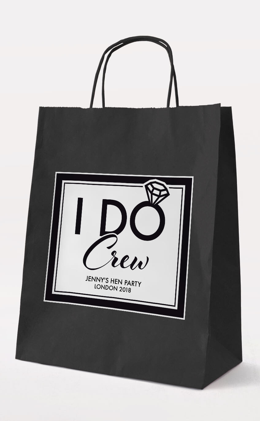 I Do Crew Hen Party Gift Bag - Black - Personalised Hen Party Gift Bags