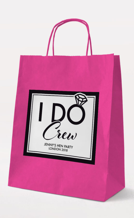 I Do Crew Hen Party Gift Bag - Fuchsia - Personalised Hen Party Gift Bags