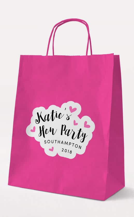 Love Hearts Gift Bag - Fuchsia - Personalised Hen Party Gift Bags
