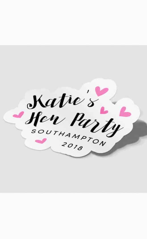 Love Hearts Personalised Hen Party Stickers - Pack of 10