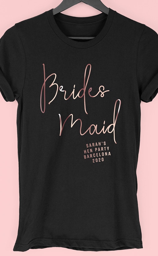 Bridesmaid Foil - Personalised Hen Party T Shirt