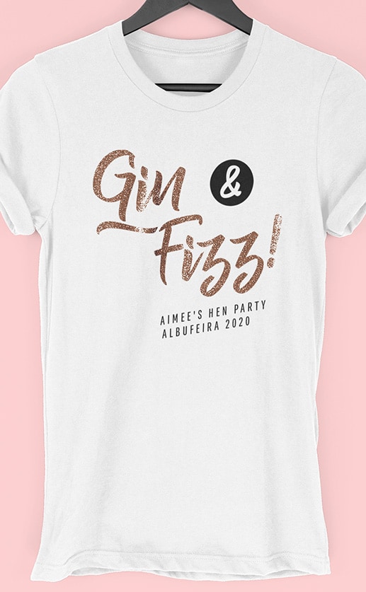 Gin Fizz Personalised Hen Party T Shirt
