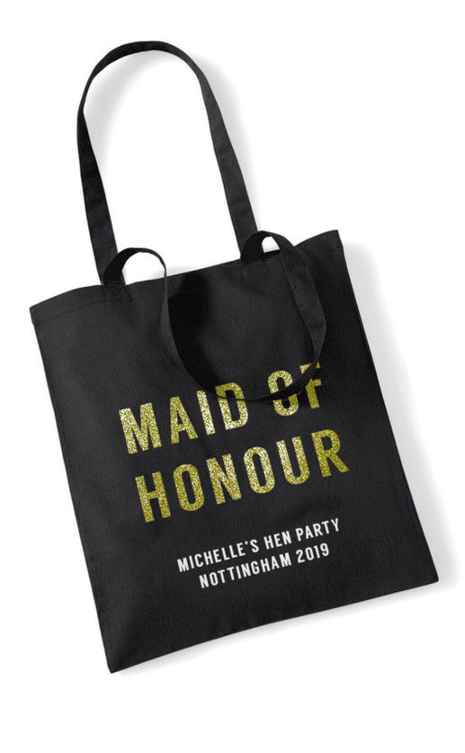 Maid of Honour Bold Glitter Hen Party Tote Bag
